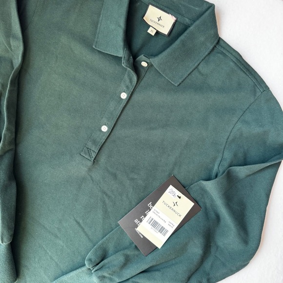 Tuckernuck Forest Green Shirt Dress Long Sleeve Button Neck Pockets Size XS